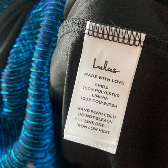 Lulu's Glowing Gorgeous Blue Multi Metallic Tiered Mini Dress Size L ( I - 4 ) - Picture 10 of 10